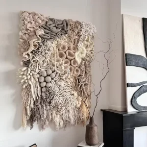 Boho Abstract Coral Reef Woven Tapestry Macrame Wall Hangings Design 3D Textured Art Home Wall Decor for Home