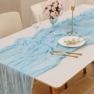 Boho Cheesecloth Table Runner Gauze Wrinkled Bulk for Wedding Reception Event Party Decor