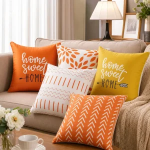 Boho Decorative Throw Pillow Cover Soft Polyester Floral Leaf Pattern Square Cushion Case Accent Pillowcase for Sofa