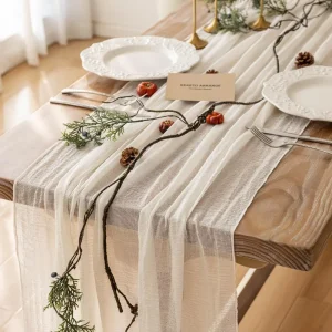 Boho Gauze Cheese Cloth Long Table Runner for Wedding Bridal Baby Shower Birthday Party Home Use