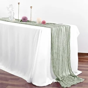 Boho Gauze Cheese Cloth Table Runner Wedding Christmas Baby Shower Birthday Rustic Fabric Sage Green Cheesecloth Table Runner