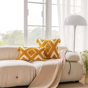 Boho Geometric Square Tufted Eco Friendly Pillow Case Cover Soft Polyester & Cotton for Outdoor Home & Hotel Use