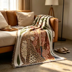 Boho Home Decor Woven Portable Folded Custom Decorative Fringe Scenic Art Home Throw Blanket
