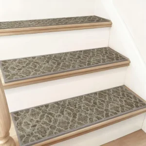 Boho Indoor 8″x30″ Machine Washable Machine Made PET Friendly Stair Treads Anti Skid Reusable Adhesive Safety Stair Rug Rubber