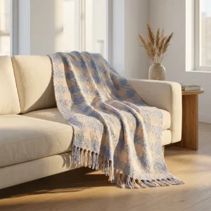 Boho Knitted Throw Blanket with Tassels for Sofa Bed Soft Textured Fringe Decorative Blanket for Cozy Home Living Room Decor
