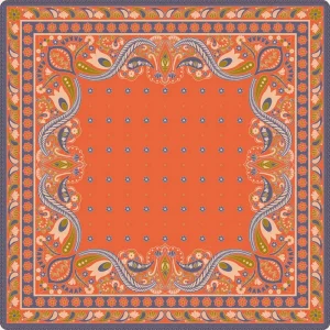 Boho Paisley Orange Floral Mahjong Table Mat Anti Slip 4 Layer Border Game Table Pad Ladies Summer Vacation Wedding Party Gift