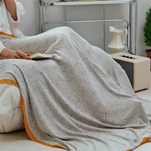 Boho Retro Diamond Knitted Throw Blanket for Home Decoration Wedding Custom Packing Polyester Custom Color