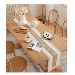Boho Style Handmade Cotton Tassels Waterproof Jacquard Customized Table Runner