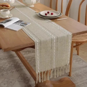 Boho Style Table Runner Wedding Decoration Table Runner Rustic Macrame Tassel Table Runner for Home Decor
