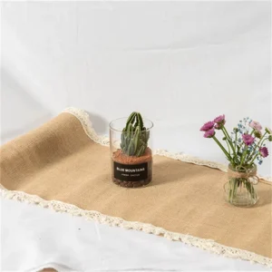 Boho Table Runner Farmhouse Burlap Jute Rustic Dining Kitchen Centerpiece Decor Jute Coffee Table Runner with Tassel