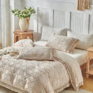 Boho Tufted Textured Duvet Cover Set 100% Breathable Polyester Shabby Chic Bedding OEM ODM Factory