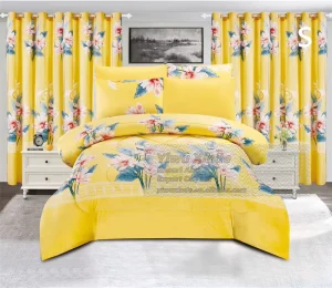 Borrego 7 Piece Set with Matching Curtains Colorful Warm Sherpa Cotton Comforter Duvet Set Bedding Set King Size