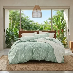 Botanical Printed Duvet Cover Set 4 Pieces OEM Resort Bedding Set for Guestroom Vacation Rental