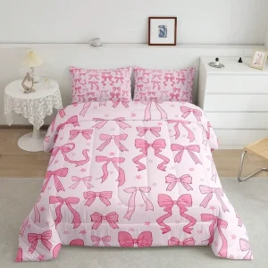 Bow knot Comfortable Feather down Quilted Comforters Plump Quilt Sets Digital Printing Customizable Letter Pattern Style 4