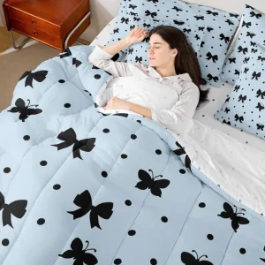 Bow knot Comfortable Feather down Quilted Comforters Plump Quilt Sets Digital Printing Customizable Letter Pattern festival