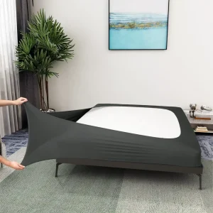 Box Spring Cover Queen Size Jersey Knit Stretchy Wrap Around 4 Sides Alternative for Bed Skirt Gray