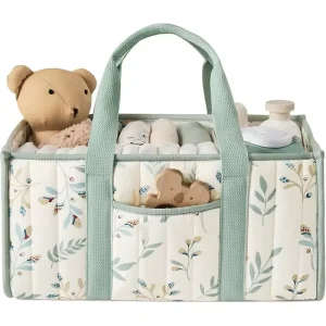 Boy & Girl Shower Gift Basket Portable Diaper Storage Basket Bin for Wipes Baby Diaper Caddy Organizer with Handle