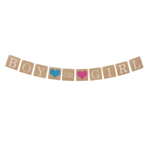 Boy or Girl Banner He or She Baby Gender Sign Neutral Gender Reveal Decor for Baby Shower or Pregnancy Announcement