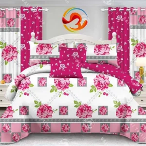 Brand New Customized 6/7 Pieces Bed Skirt Set with Matching Curtains king Size Bedding Set