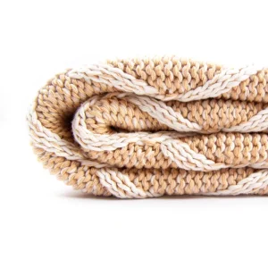 Branded Chunky Organic 100% Cotton Cable Knitted Blanket Throw