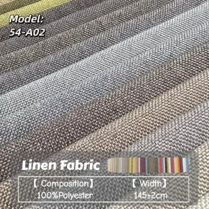 Breathable 100% Polyester Yarn Dyed Woven PA Coated Lightweight Upholstery Flax Linen Look Sofa Fabric