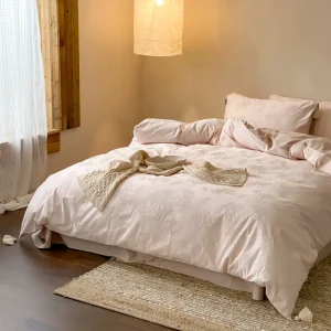 Breathable Comfortable Cozy Factory Price Bed Sheet Set Customizable 100% Cotton Brushed Jacquard Bedding Set