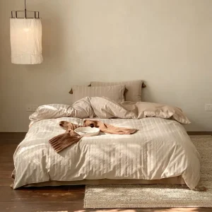Breathable Comfortable Cozy Factory Price Customizable 100% Cotton Brushed Jacquard Bedding Set