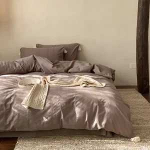 Breathable Comfortable Customizable 100% Cotton Brushed Jacquard Bedding Set Cozy