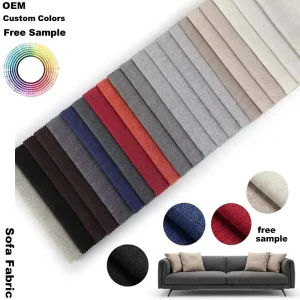 Breathable Dyed Grid Pattern Linen Look Sofa Fabric 100% Polyester 265GSM Woven Upholstery