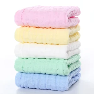 Breathable Eco Friendly Cotton Newborn Baby Face Saliva Bath Towel 5 Piece Square Gauze Washcloth Set Home Use Bathroom Gift