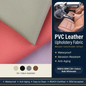 Breathable Eco-Friendly Faux Leather Stretch PVC Fabric Waterproof Scratch Resistant for Automotive Interior Upholstery Sofa Bag