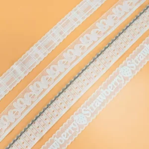 Breathable Floral Letter White Lace Trim Hollow Out Jacquard Lace Webbing for Lingerie