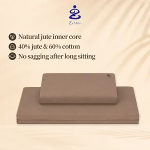 Breathable Hemp Cotton Square Meditation Cushion Set with Ergonomic Slope Support for Lounges