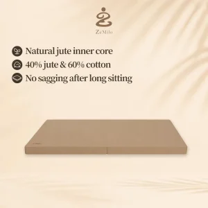 Breathable Hemp Cotton Square Quadrate Zafu Pillow Mat with Easy Carry Portable Design for Lounges