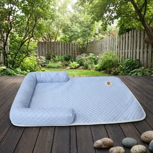 Breathable Ice Silk Pet Cooling Mat Summer Dog Bed with Pillow Washable Sofa Pad for Small Medium Dogs Cats