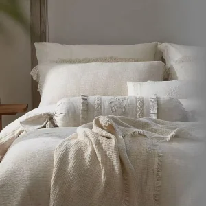 Breathable Linen Bed Sheet Set Soft Skin Friendly Ruffled Edges Pure Cotton Bedding Set Luxury Sheets