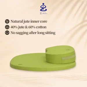 Breathable Linen Cotton Oval Ellipse Floor Meditation Sitting Pillow with Glue Free Formaldehyde Free Core