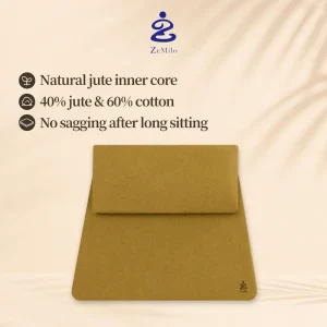 Breathable Linen Cotton Portable Crescent Large Meditation Cushion with Glue Free Formaldehyde Free Core