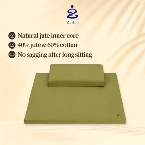 Breathable Linen Cotton Square Meditation Floor Cushion with Removable Washable Cover for Meditation Studio