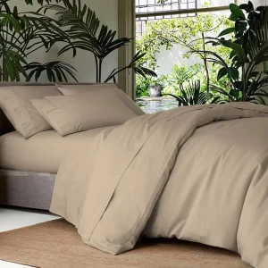 Breathable Moisture Wicking 100% Bamboo Fabric Duvet Cover Silky Soft Luxury Sateen Bamboo Bed Sheet Set