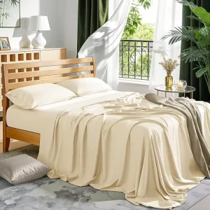 Breathable Moisture Wicking 100% Bamboo Fiber Duvet Cover Buttery Soft and Smooth 100% Bamboo Bed Sheet Sets