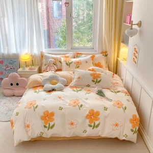 Breathable Vibrant Floral Print 100% Cotton Duvet Cover Set Choose Flat Sheet or Fitted Sheet