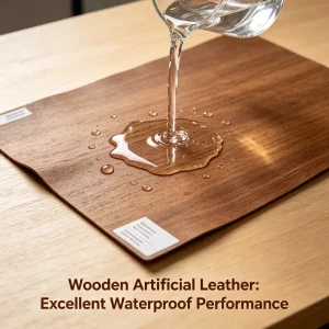 Breathable Wear Resistant Wood Texture Leather for Upholstery and Wall Covering Elegant Home Decoration Sustainable Material