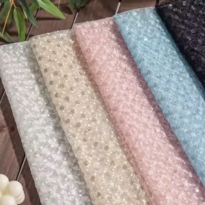 Breathable Weft Knitted PE Coated Lightweight Embroidery 100% Polyester Girls’ Accessories Mesh Fabric Lace
