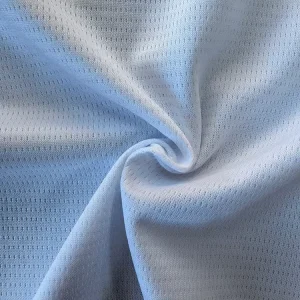 Breathable White Dry Fit Birdseye Mesh Knit 145GSM 100% Polyester Interlock Bird Eye Mesh Fabric For Football Jersey Polo T shirt