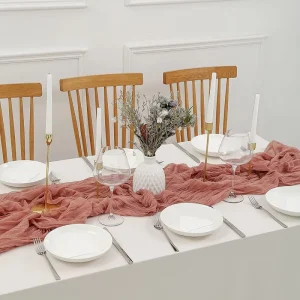 Brick Red Table Runner 10Ft Rustic Gauze Table Runner 120 Inches Boho Tablecloth for Wedding Bridal