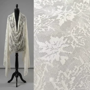 Bridal Lace Fabric Ivory White Floral Embroidered Mesh Polyester Net Textile for Wedding Dress Sewing Garment Supplier