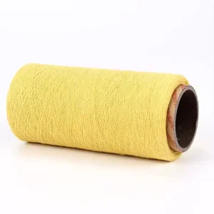 Bright Yellow Cotton Polyester Filament Melange Yarn NE21S 24S OE Recycled Anti Bacteria High Resistance for Knitting Weaving