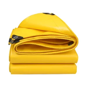 Bright Yellow PVC Knife-Coated Tarpaulin, Waterproof and Sun-Proof Fabric for Breeding Ponds