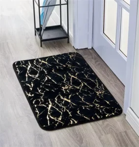 Bronzing Faux Rabbit Fur Mat Anti Slip Faux Animal Fur Polyester Door Mat Bathroom Mat Kitchen Mat with Golden Foil